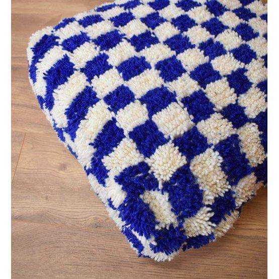 Geruit vloerkussen - blauw en wit-Poufs & Pillows-Ik Hout ervan.