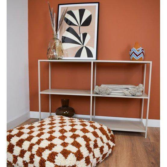 Geruit vloerkussen - oranje en wit-Poufs & Pillows-Ik Hout ervan.