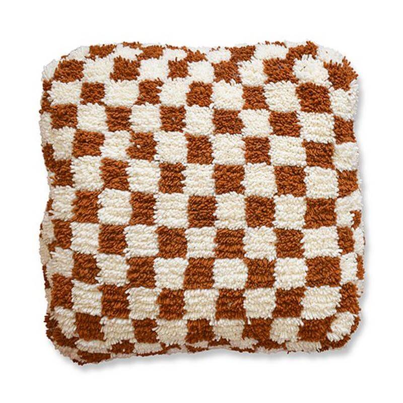Geruit vloerkussen - oranje en wit-Poufs & Pillows-Ik Hout ervan.
