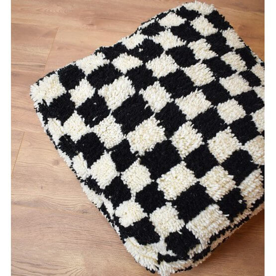 Geruit vloerkussen - zwart en wit-Poufs & Pillows-Ik Hout ervan.