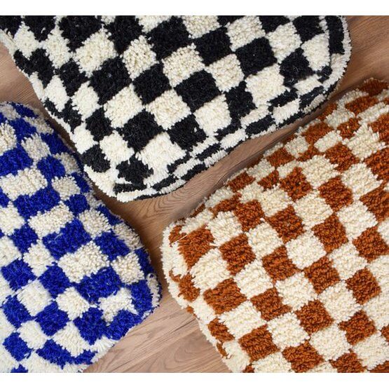 Geruit vloerkussen - zwart en wit-Poufs & Pillows-Ik Hout ervan.