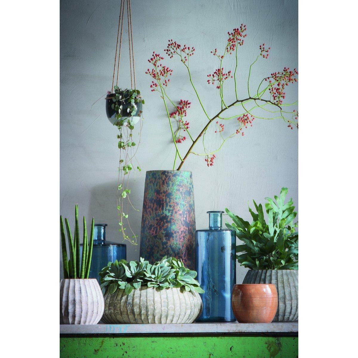 Guan Fles Vaas - H75 x Ø25 cm - Gerecycled Glas - Blauw-vazen-Mica Decorations-Ik Hout ervan.