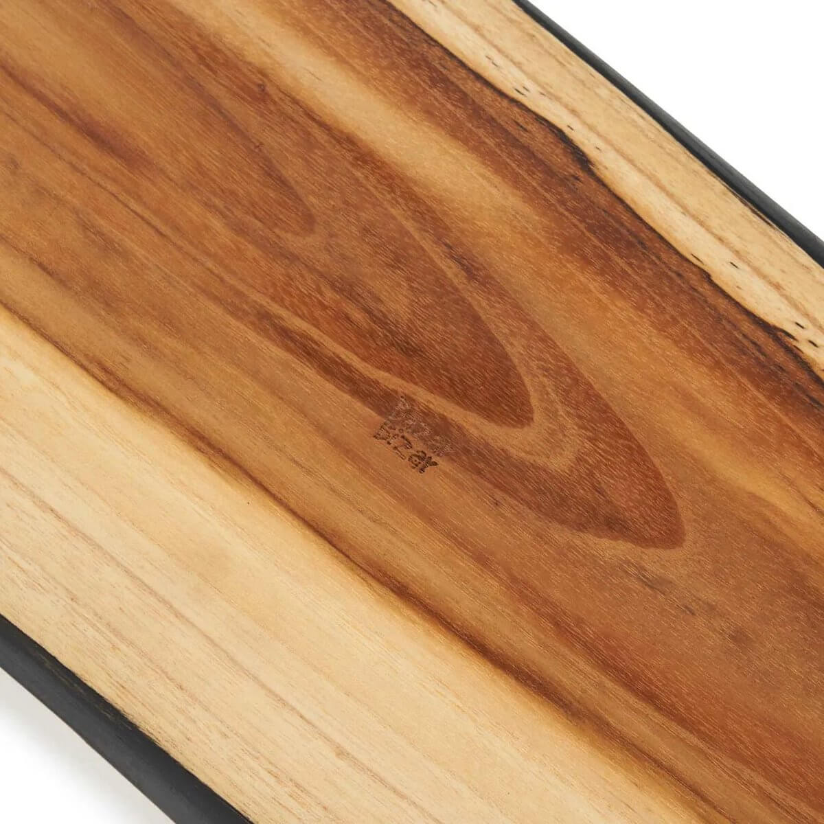 Close-up view of the Het Bondi Tapasbord XXL, showcasing exquisite Bohemian teakwood design, perfect for serving tapas and snacks.