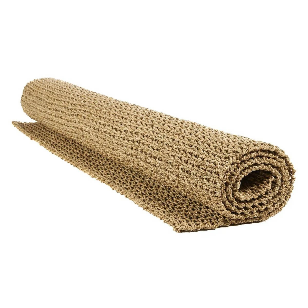 Rolled up Het Sizali Tapijt in natural sisal with earthy bohemian style, size 240x180, showcasing its woven texture.