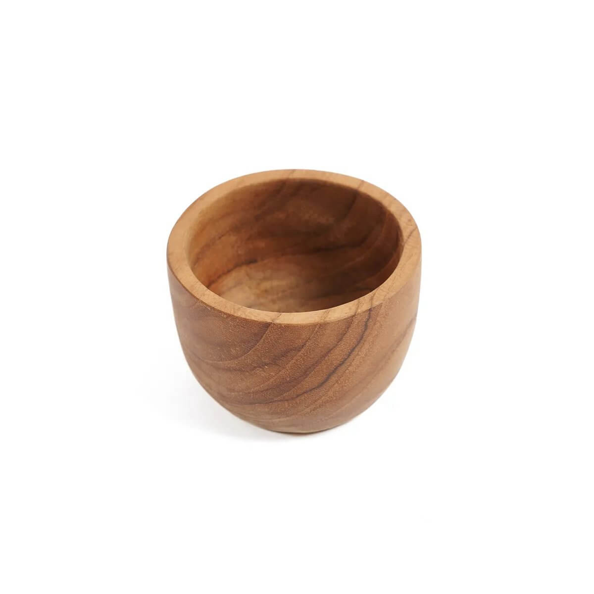 Het Teakwortel Eierdopje - Bohemian style egg cup made from teak wood, perfect for chic breakfast presentation. Dimensions: 5x5x5cm.