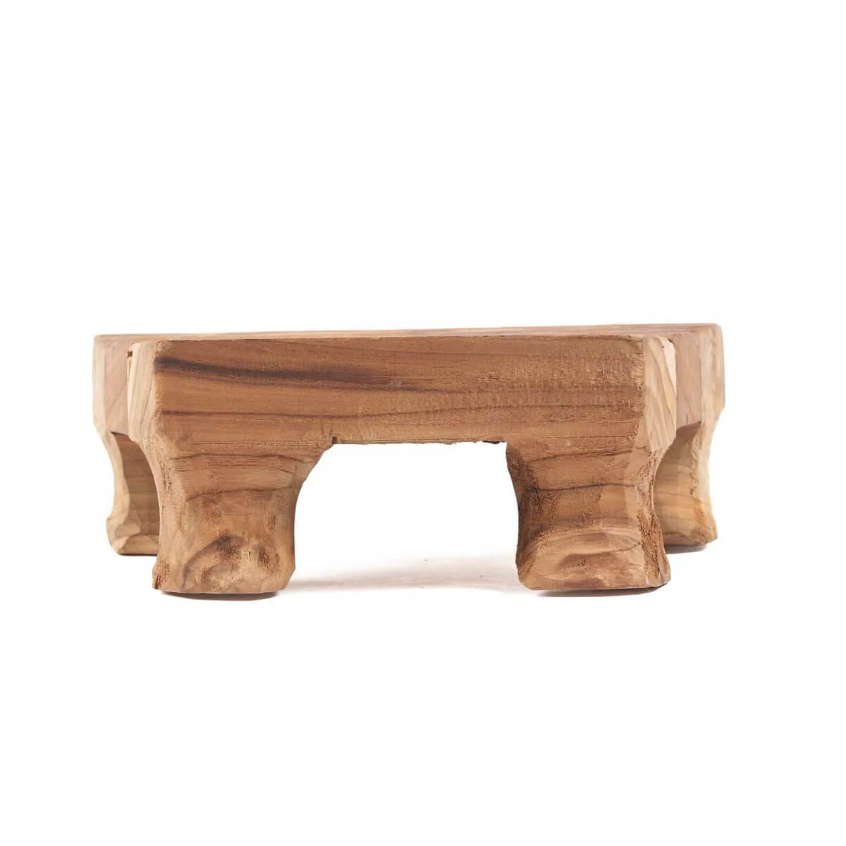 Bohemian style Yummy Tray made of natural teak wood with unique grain, perfect for serving snacks and tapas at gatherings.