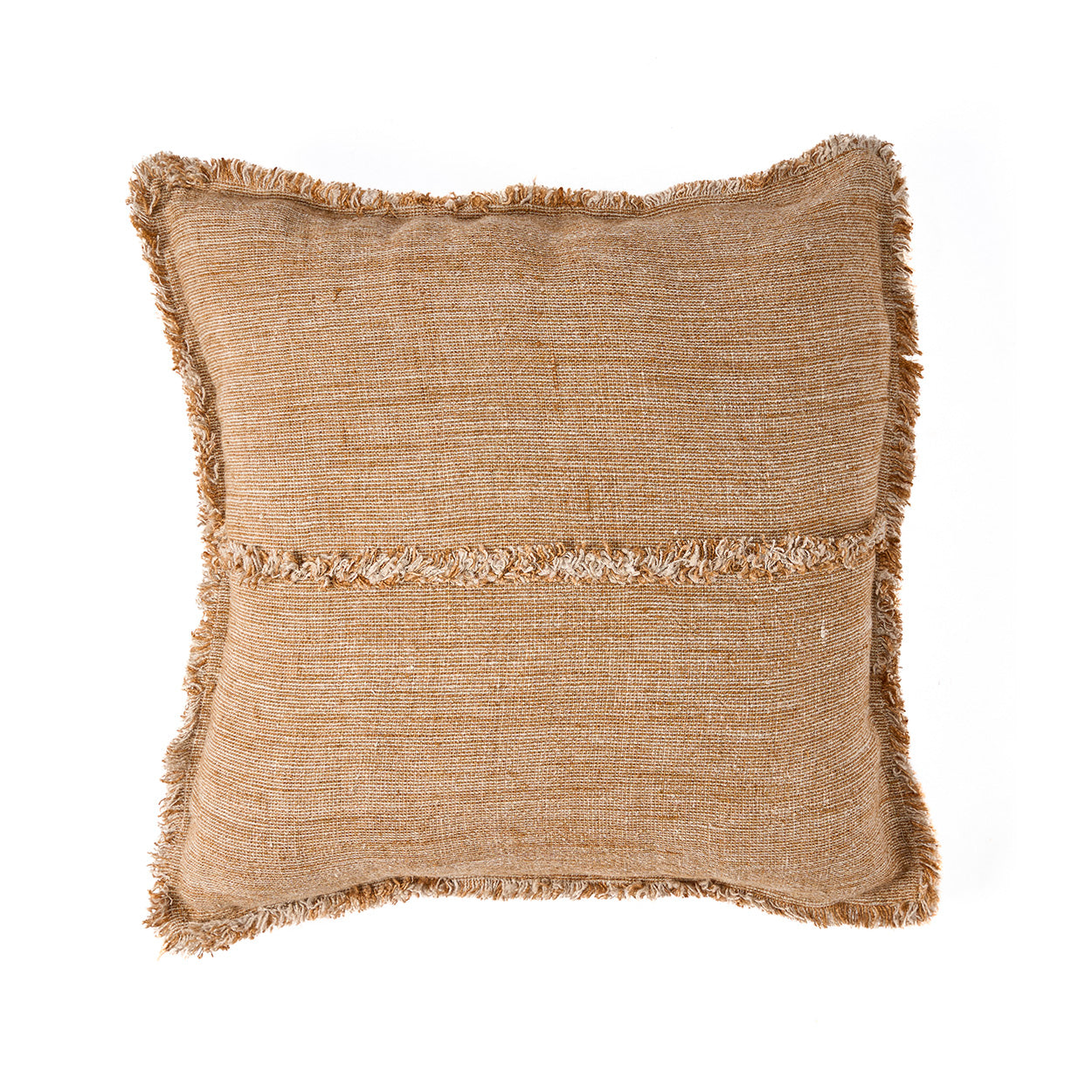 De Sahara kussenhoes met franje - naturel bruin - 50x50