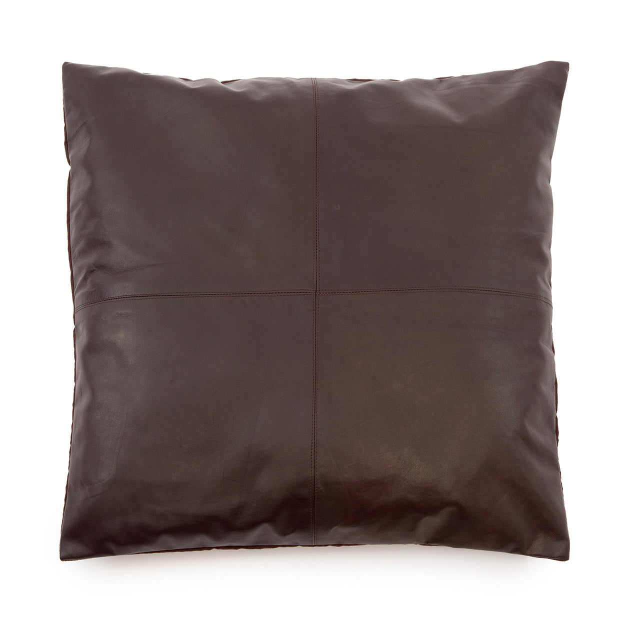 De Four Panel Leather Kussenhoes - Chocolade - 60x60