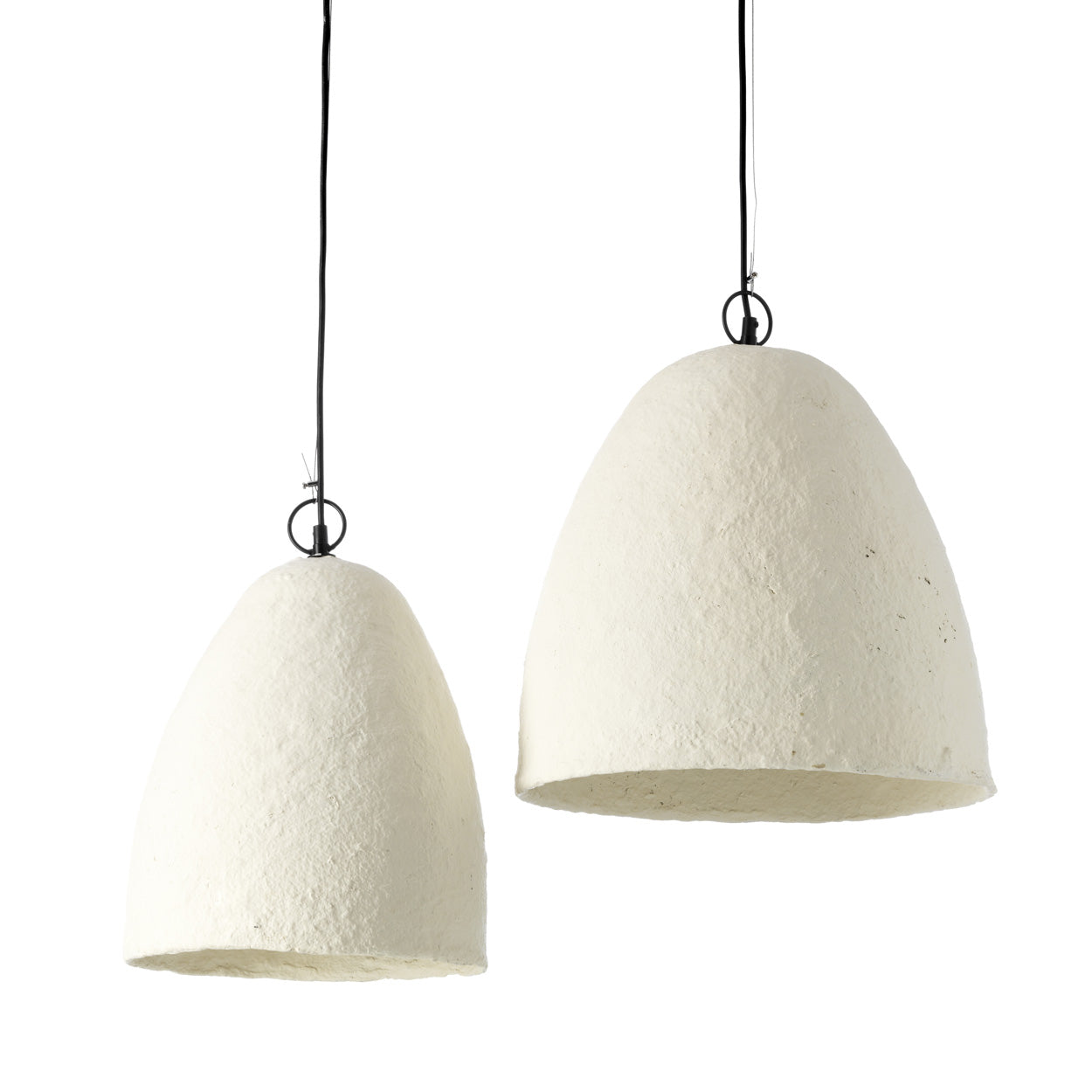 Zijaanzicht van papier-maché hanglamp savana wit 40 cm