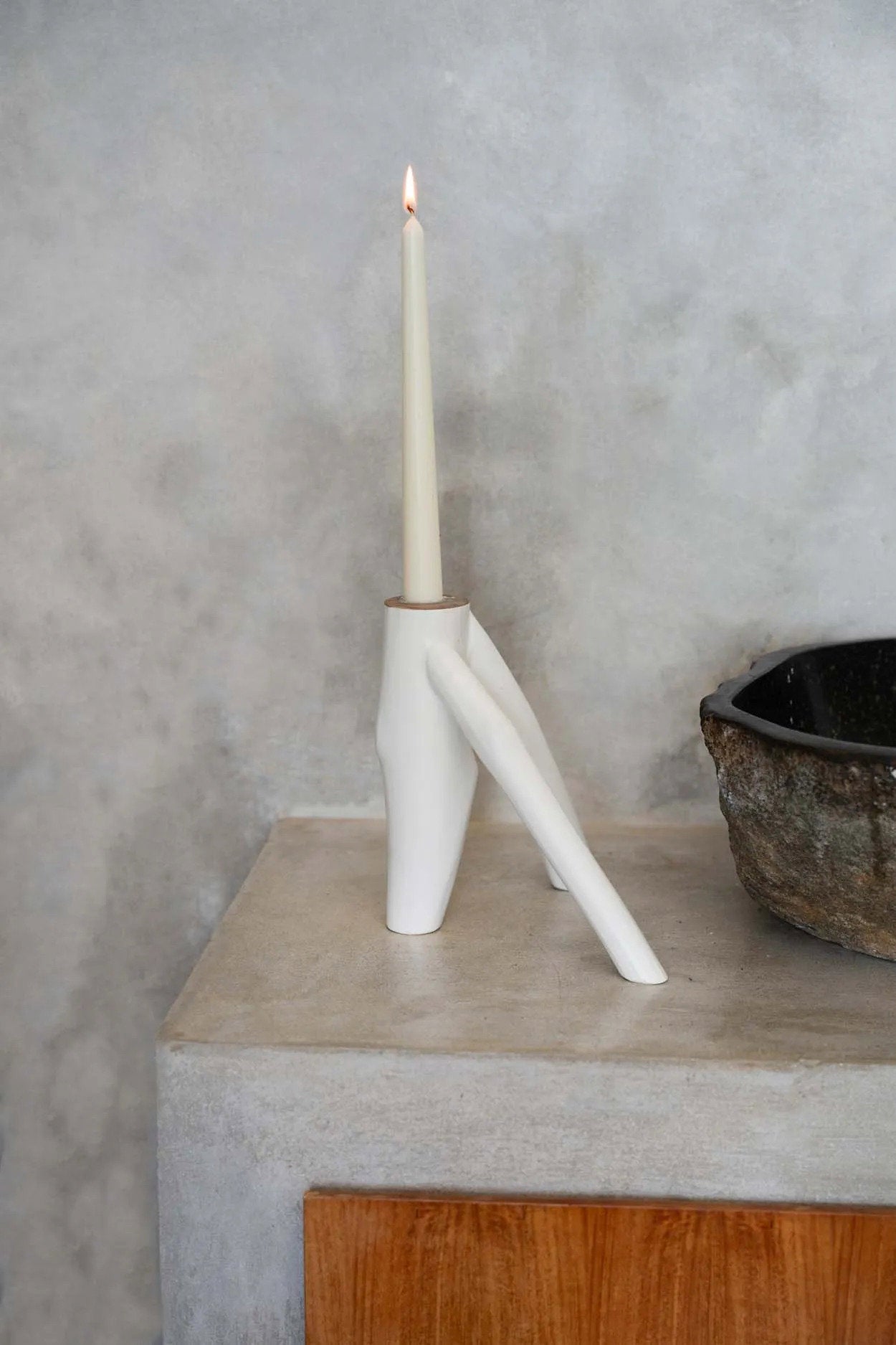 The Triple Twig Candle Holder - Wit