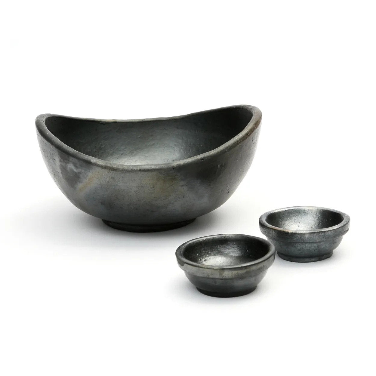 The Burned Curved Bowls - Zwart - Set van 3