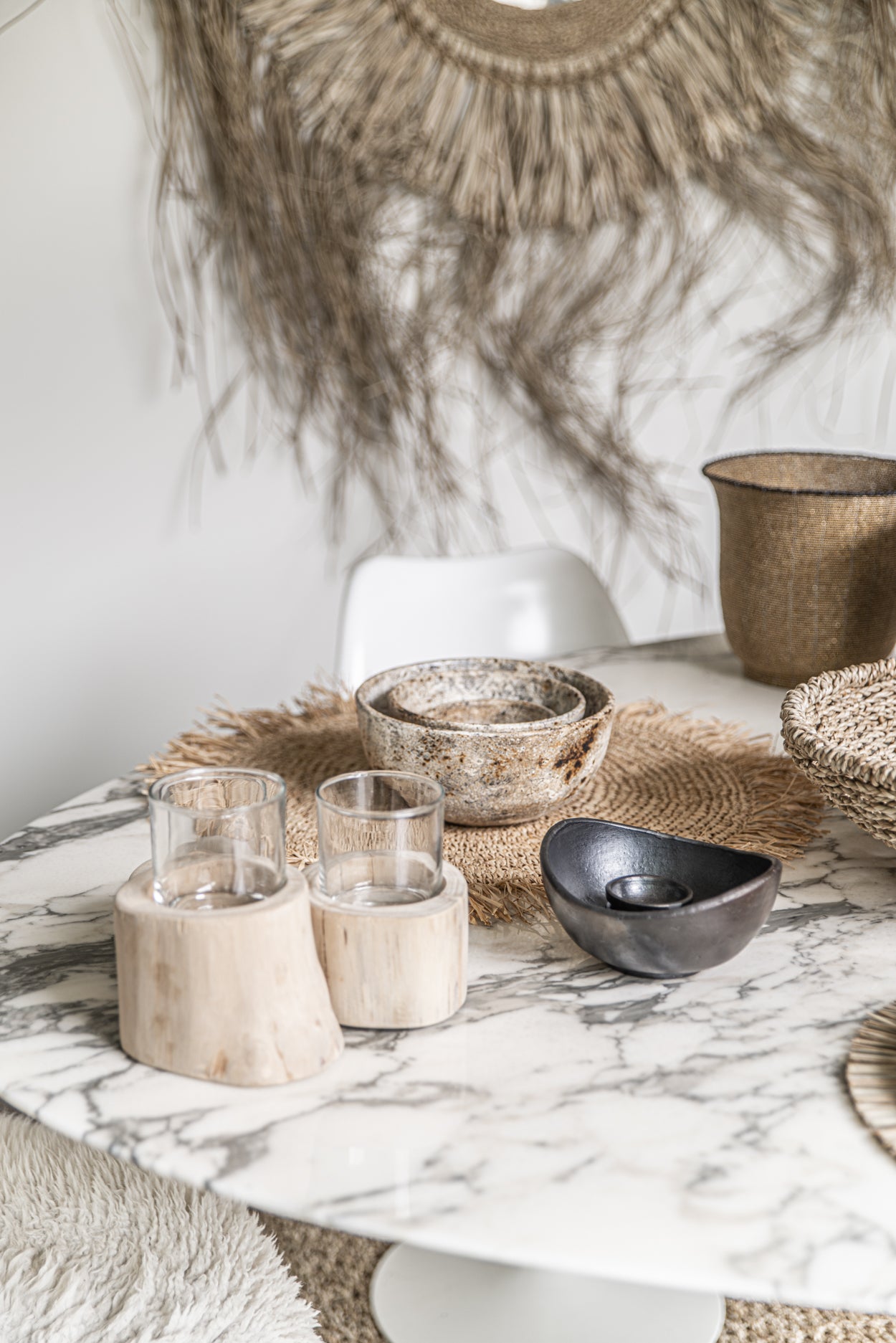 The Burned Curved Bowls - Zwart - Set van 3