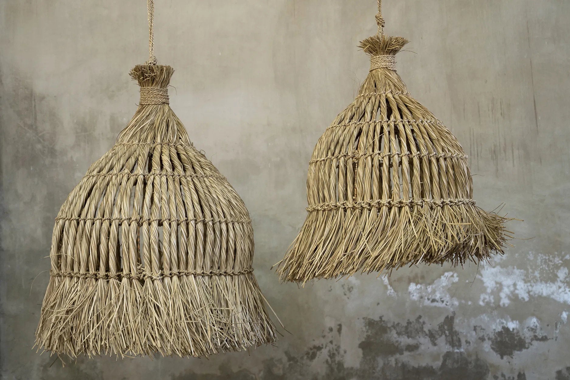 Detail van het materiaal van waterhyacint hanglamp guagua 50 cm