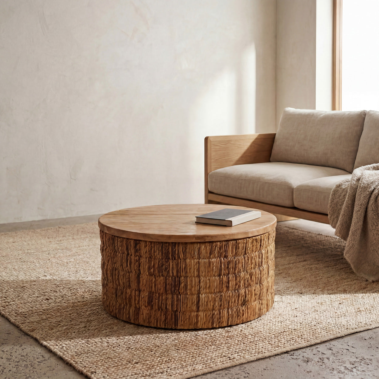 Abaca ronde Magani-salontafel - naturel