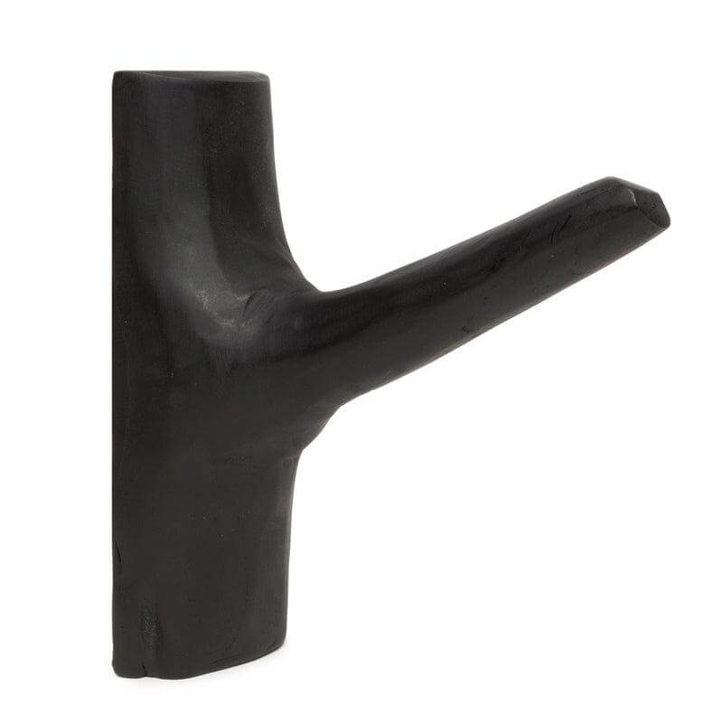 Zwarte teak houten kapstokhaak "The Hook" voor kust-sfeer in slaapkamer, hal of badkamer.
