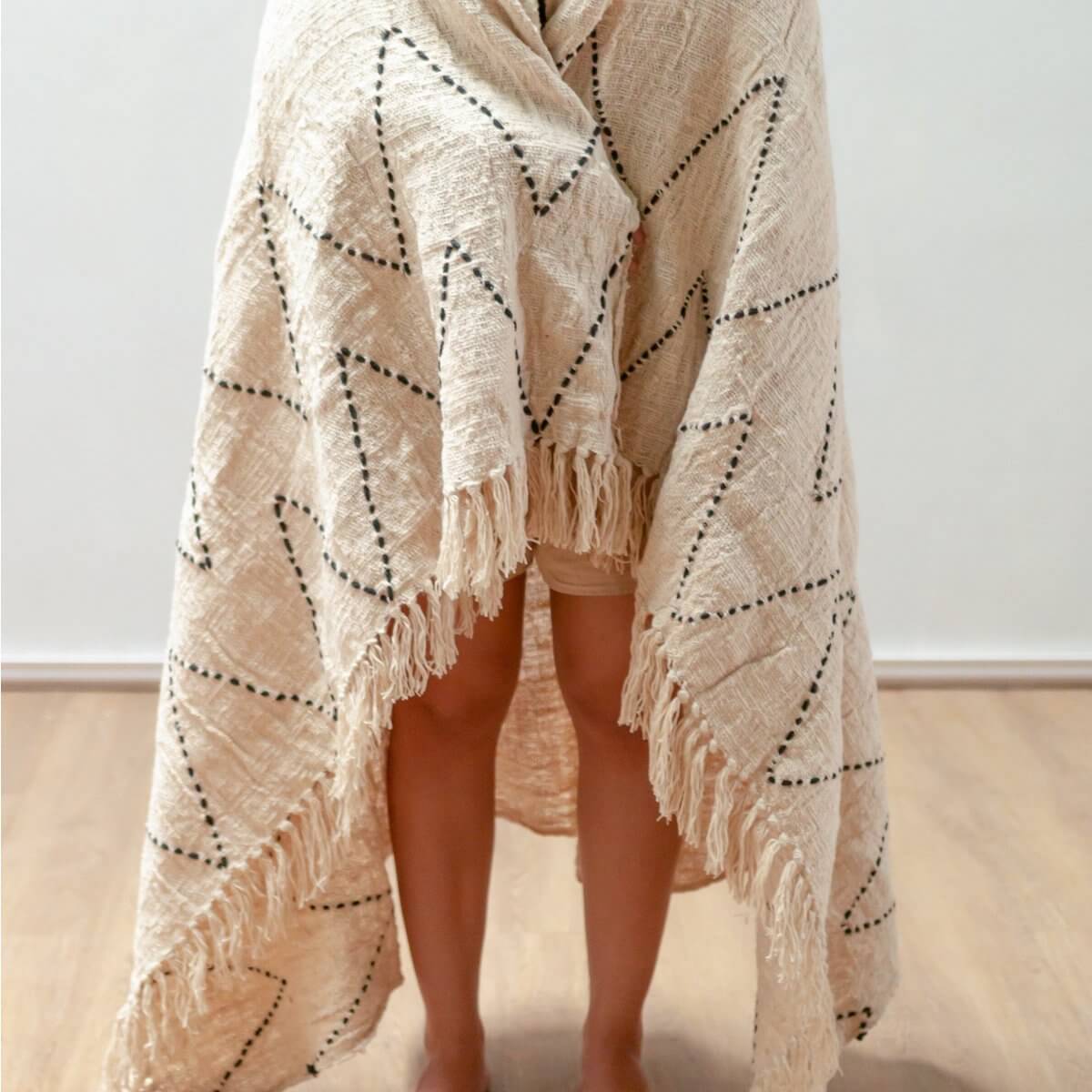 Katoenen deken | Sprei | Bedovertrek | Bankdeken 140x200 cm LINGGAH Handgeweven van katoen