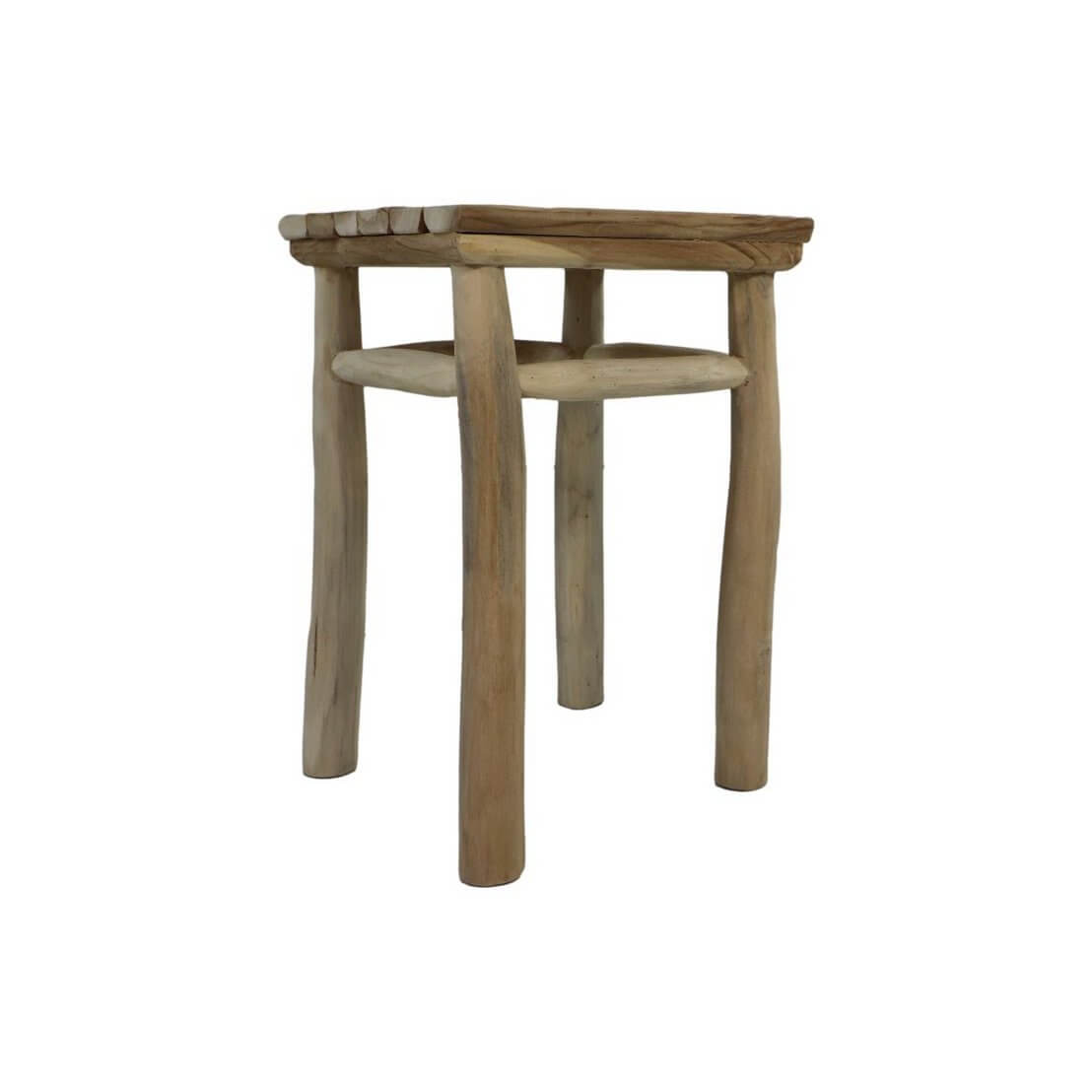Teakhouten kruk Pank natuurlijk 30x30x45 cm, perfecte aanvulling voor elk interieur of als bijzettafel. Compact en stijlvol.