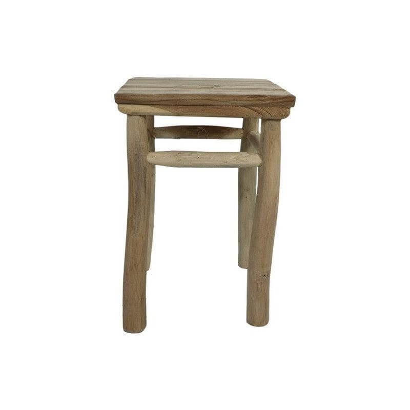Handgemaakte teak houten kruk Pank 30x30x45 cm in natuurlijke kleur, perfect voor elk interieur als stoel of bijzettafel.