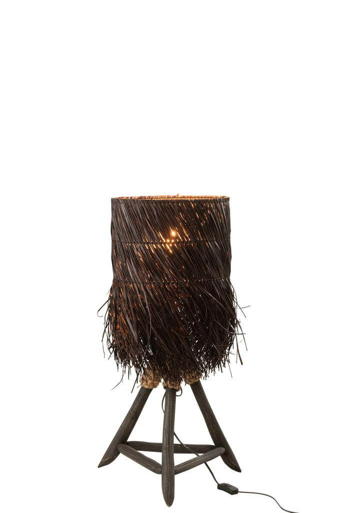 Lamp Tak Arthur Hout Bruin Klein J-Line Lamp Branch Arthur Wood Brown Small is een charmante toevoeging aan de Zomer 2023 collectie. Deze kleine bruine lamp is gemaakt van 56% teakhout en 40% gras, wat zorgt voor een natuurlijke uitstraling. Met afmetinge