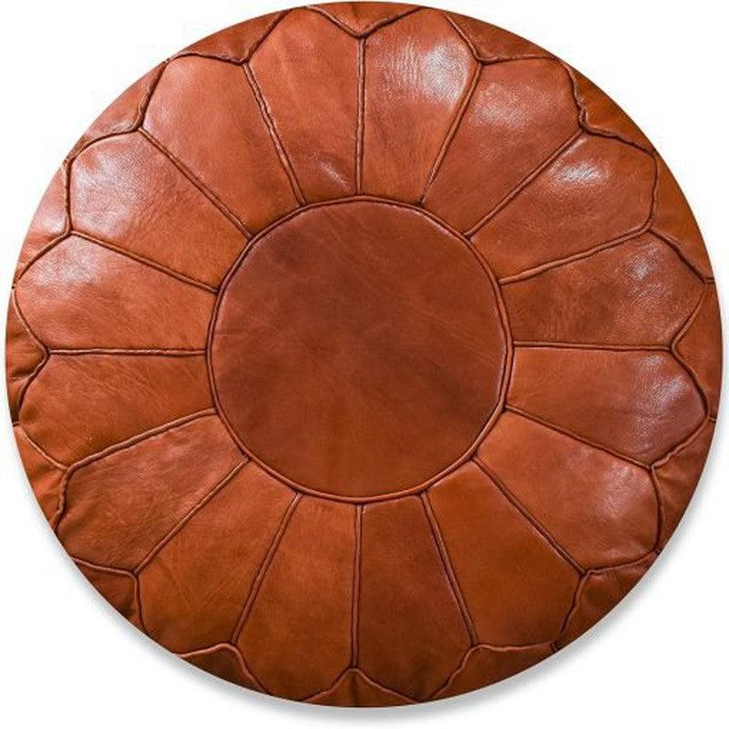 Leren poef - cognac glanzend (XL) - gevuld geleverd-poef van leer-Poufs & Pillows-Ik Hout ervan.