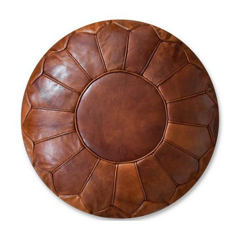 Leren poef - donker honingbruin (XL)-poef van leer-Poufs & Pillows-Ik Hout ervan.