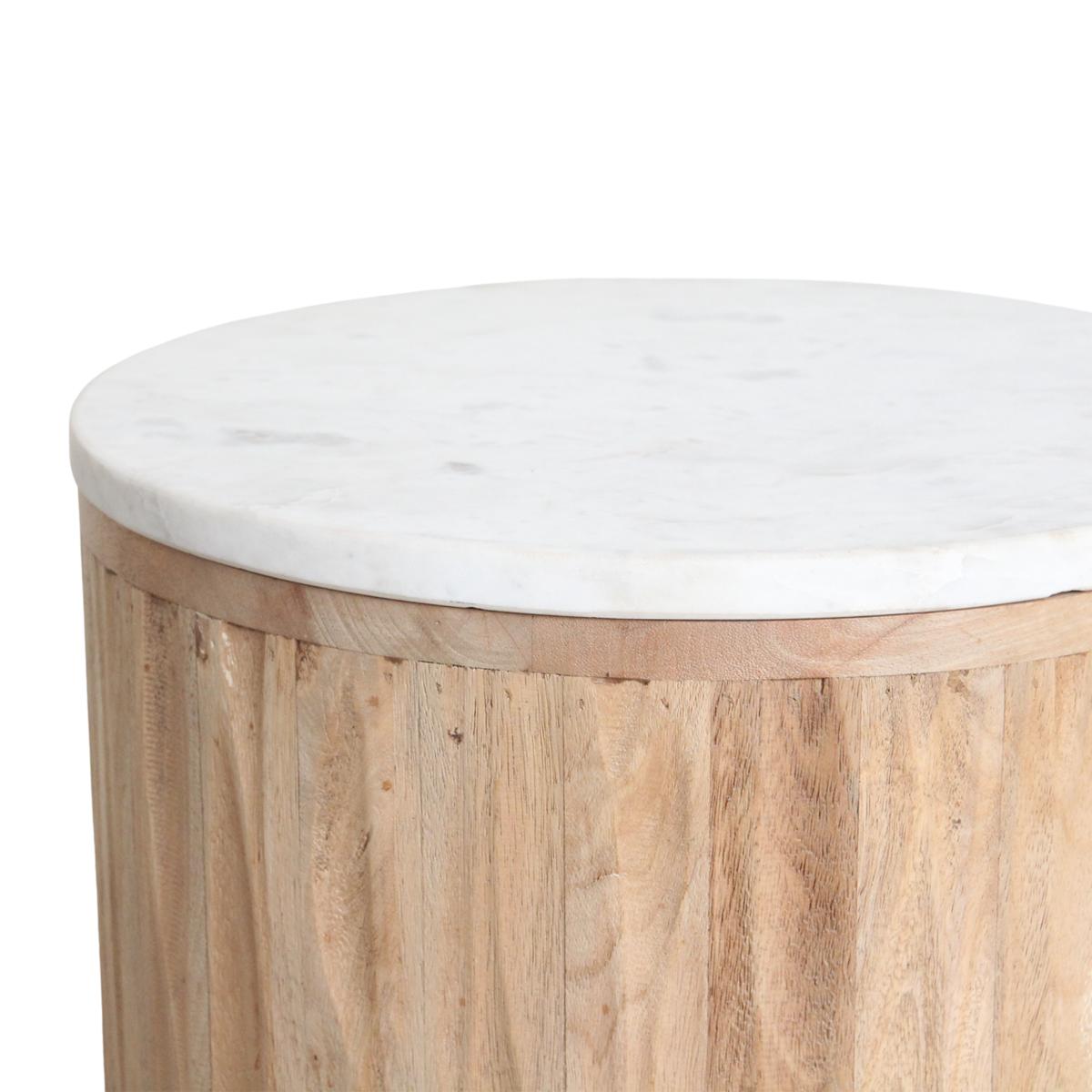 Malakka bijzettafel marmer wit - 40x40x50 cm-Raw Materials-Ik Hout ervan.