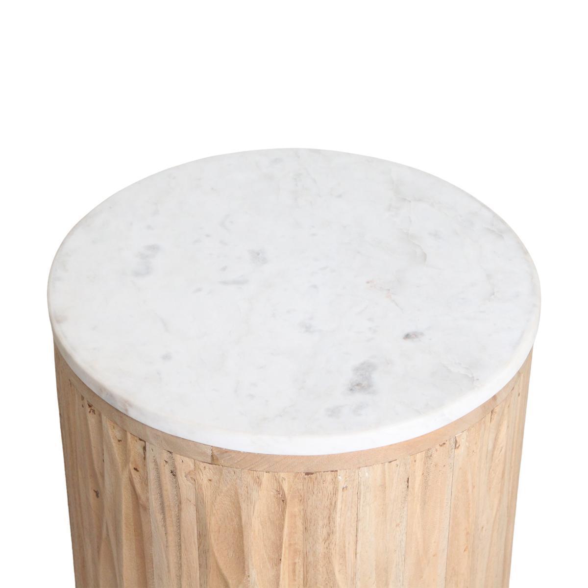 Malakka bijzettafel marmer wit - 40x40x50 cm-bijzettafel-Raw Materials-Ik Hout ervan.