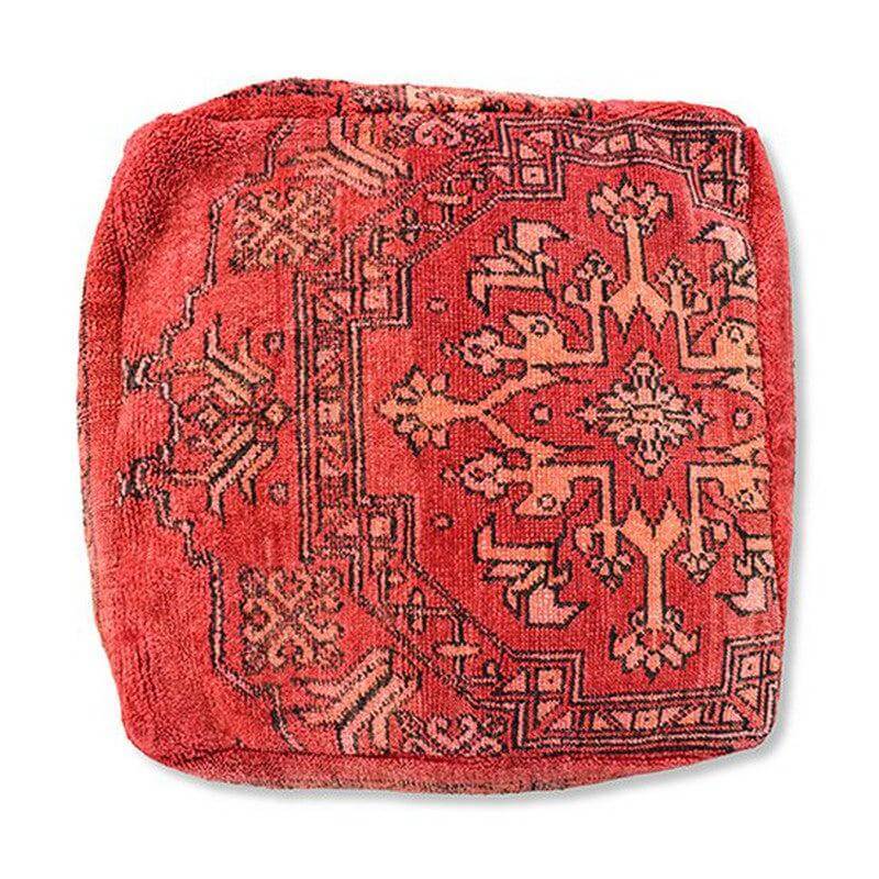 Marokkaans vloerkussen vintage - Uniek bohemian vloerkussen gemaakt van Berberkleed, handgemaakt en origineel design, K1227.