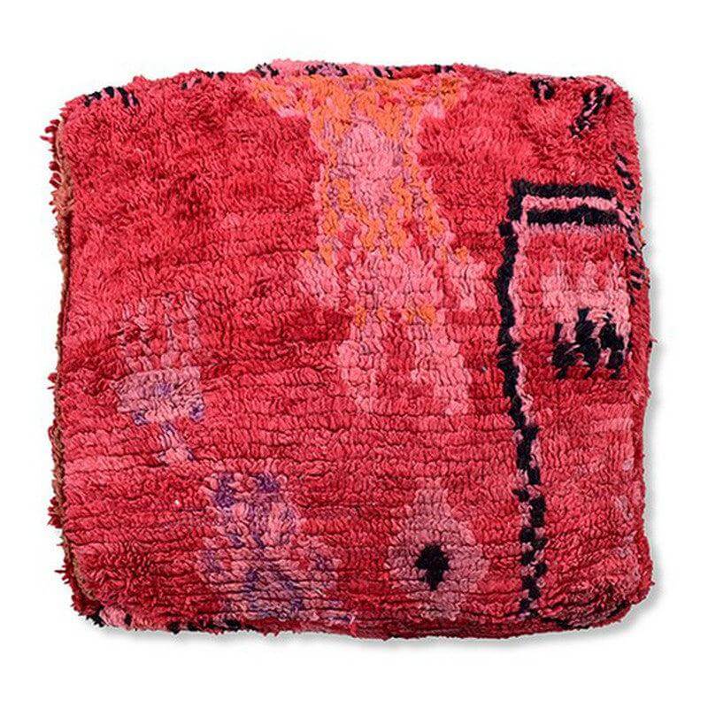 Marokkaans vloerkussen vintage boho style, uniek handgemaakt van berberkleed, roze tinten - K1329