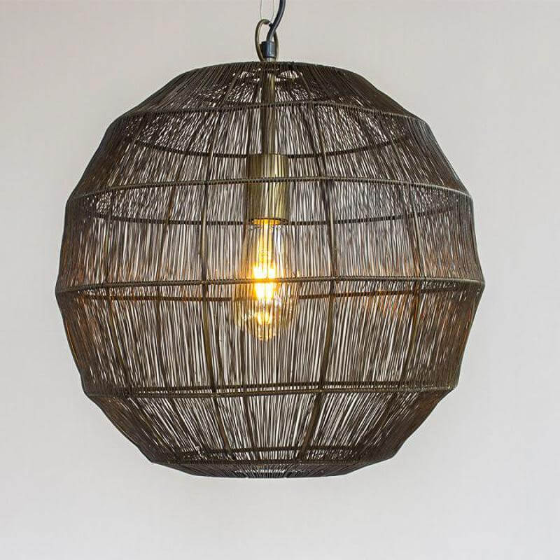 Zijaanzicht van metalen hanglamp novara bruin