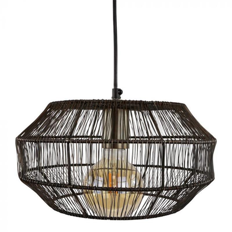 Zwarte metalen hanglamp Salerno, industrieel design, 30x18 cm, perfect voor salon- of woonkamer, compatibel met moderne inrichtingen.