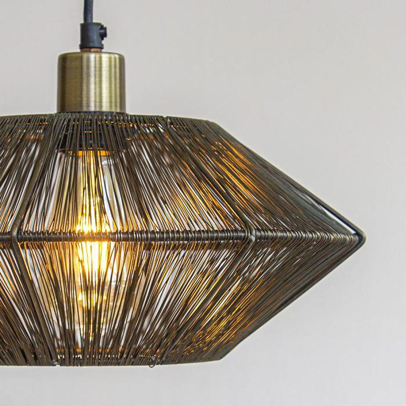 Metalen hanglamp Severo in zwart met antieke finish, moderne draadstijl, 30x30x19 cm, stijlvolle verlichting, gratis verzending vanaf €75.