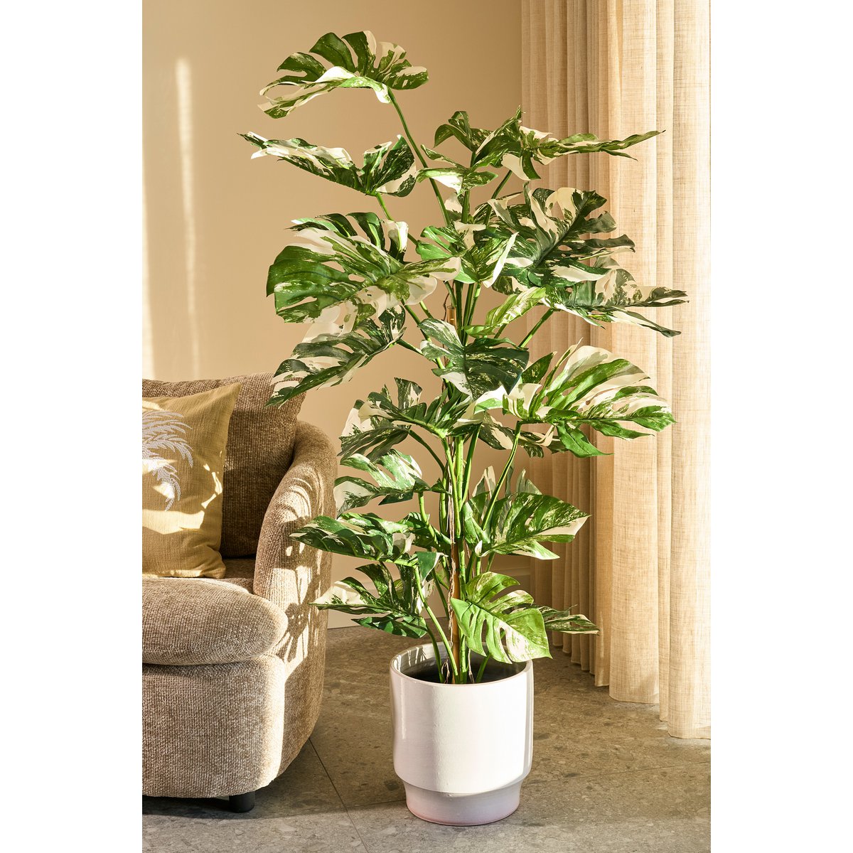 Monsteraboom Kunstplant - H140 x Ø120 cm - Groen-Kunst planten-Mica Decorations-Ik Hout ervan.