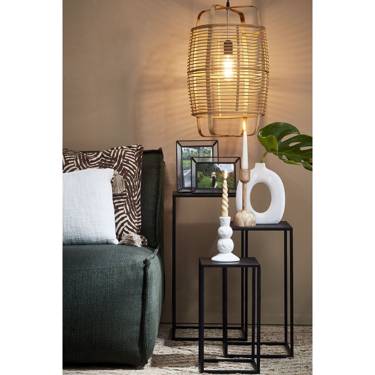 Quinty Bijzettafel - Set van 3 - L30 x B30 x H70 cm - Metaal - Zwart-Mica Decorations-Ik Hout ervan.