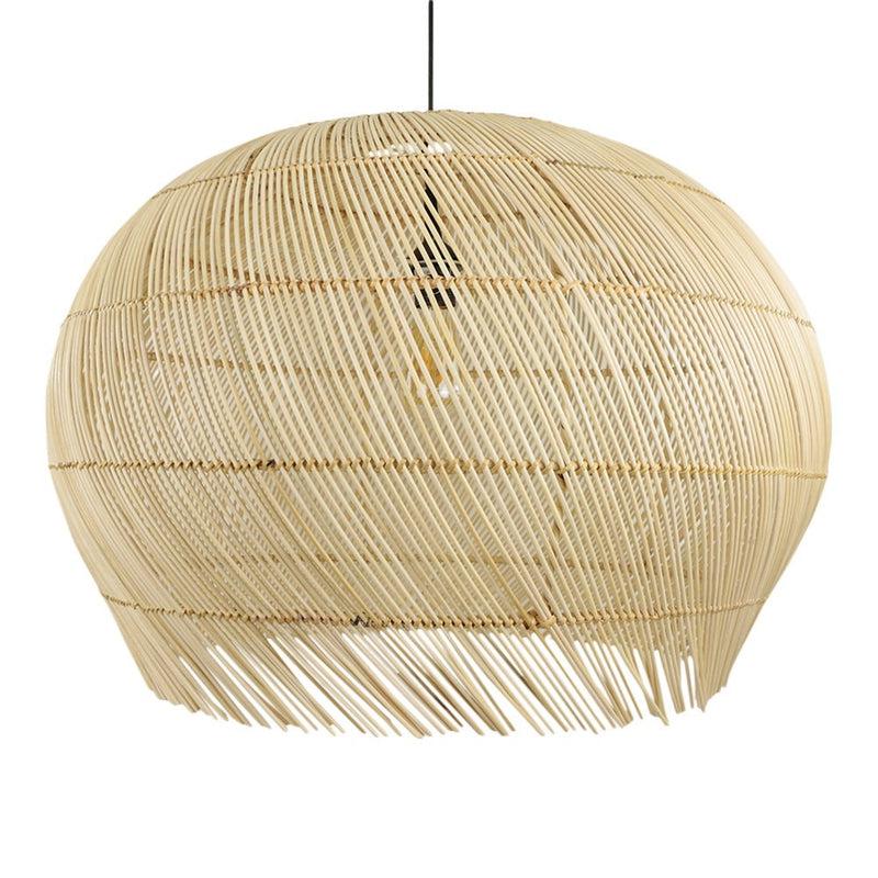 Rotan hanglamp Louise, bohemian stijl, handgevlochten, natuurlijke uitstraling, ideale sfeermaker voor moderne en Scandinavische interieurs.