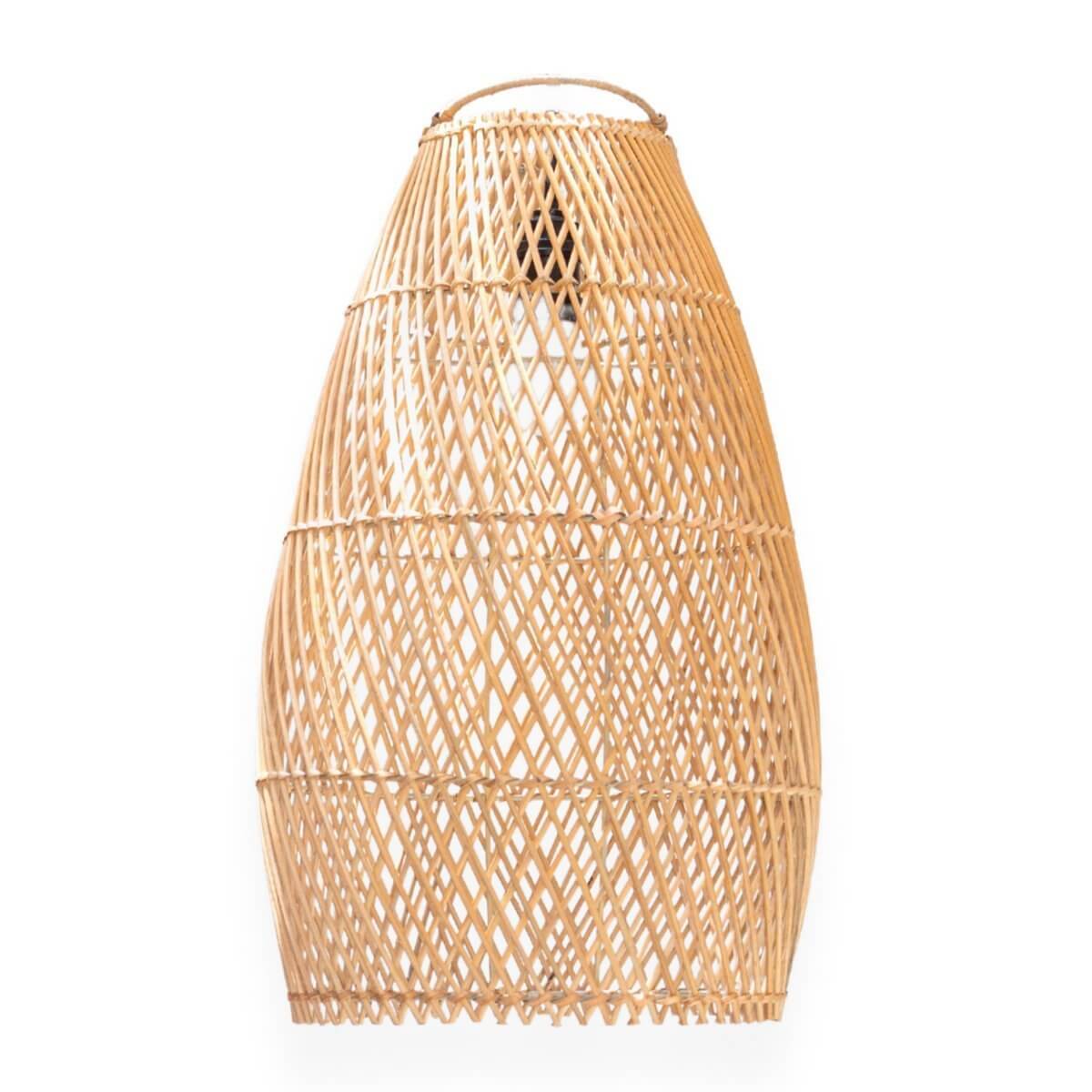 Rotan plafondlamp Boho lampenkap TABUNG met handgemaakt ontwerp, 24 cm doorsnede, duurzame materialen, rustgevende lichtpatronen.