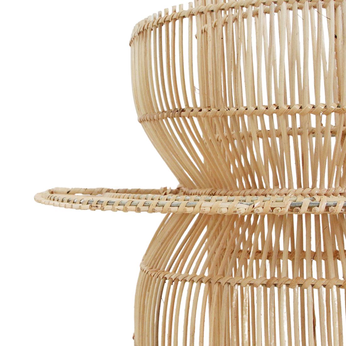 Detail van Rotan wandlamp Saturn