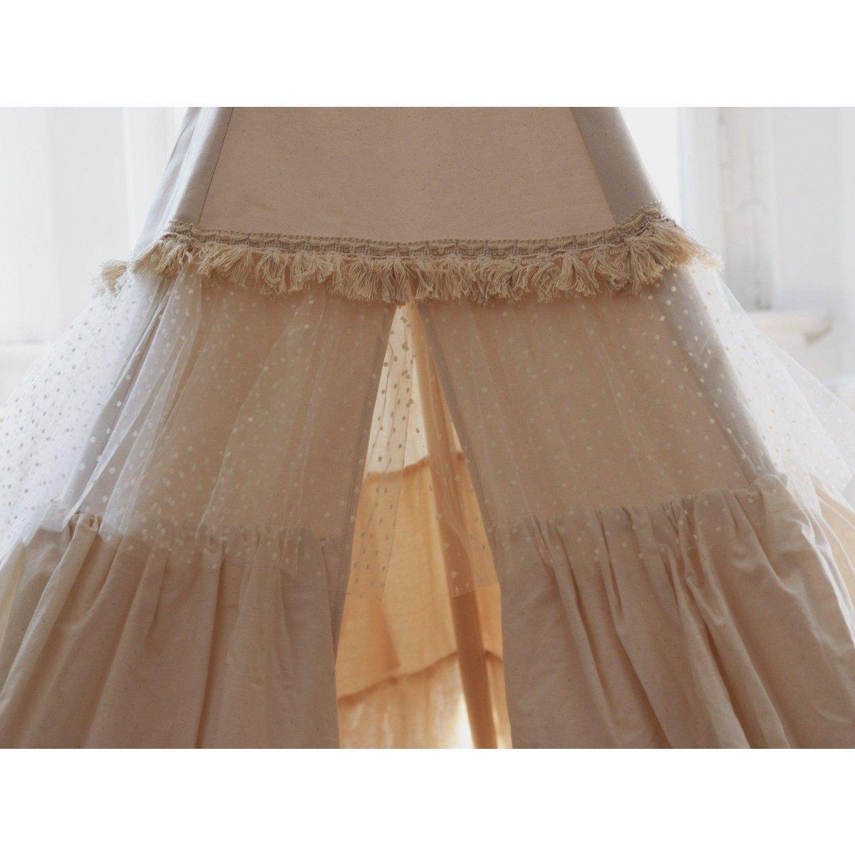 Set "Shabby Chic" tipi met ruches en bladmatten "White".-Moi Mili-Ik Hout ervan.