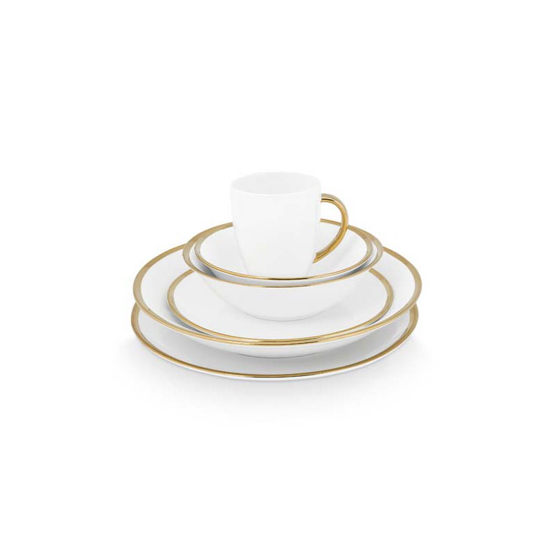 Set/36 Dinnerware Raw White Gold