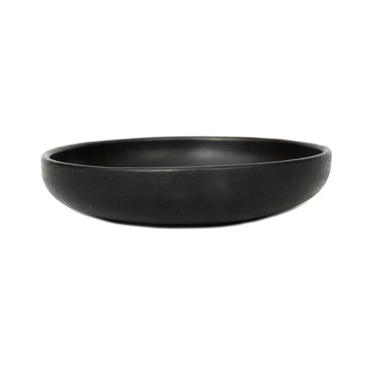 Bohemian Burned Deep Plate in Black by Bazar Bizar Living, made of terracotta and wood, 22cm wide, perfect for stylish dining.