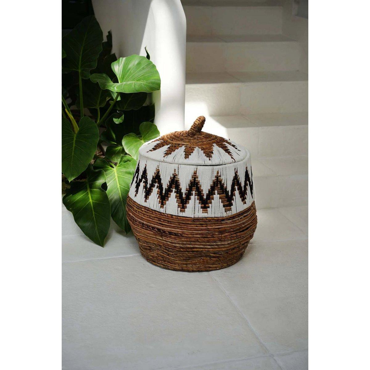 The Little Bay Strandmand - Natuurlijk Wit - L-manden met deksel-Bazar Bizar Living-Ik Hout ervan.