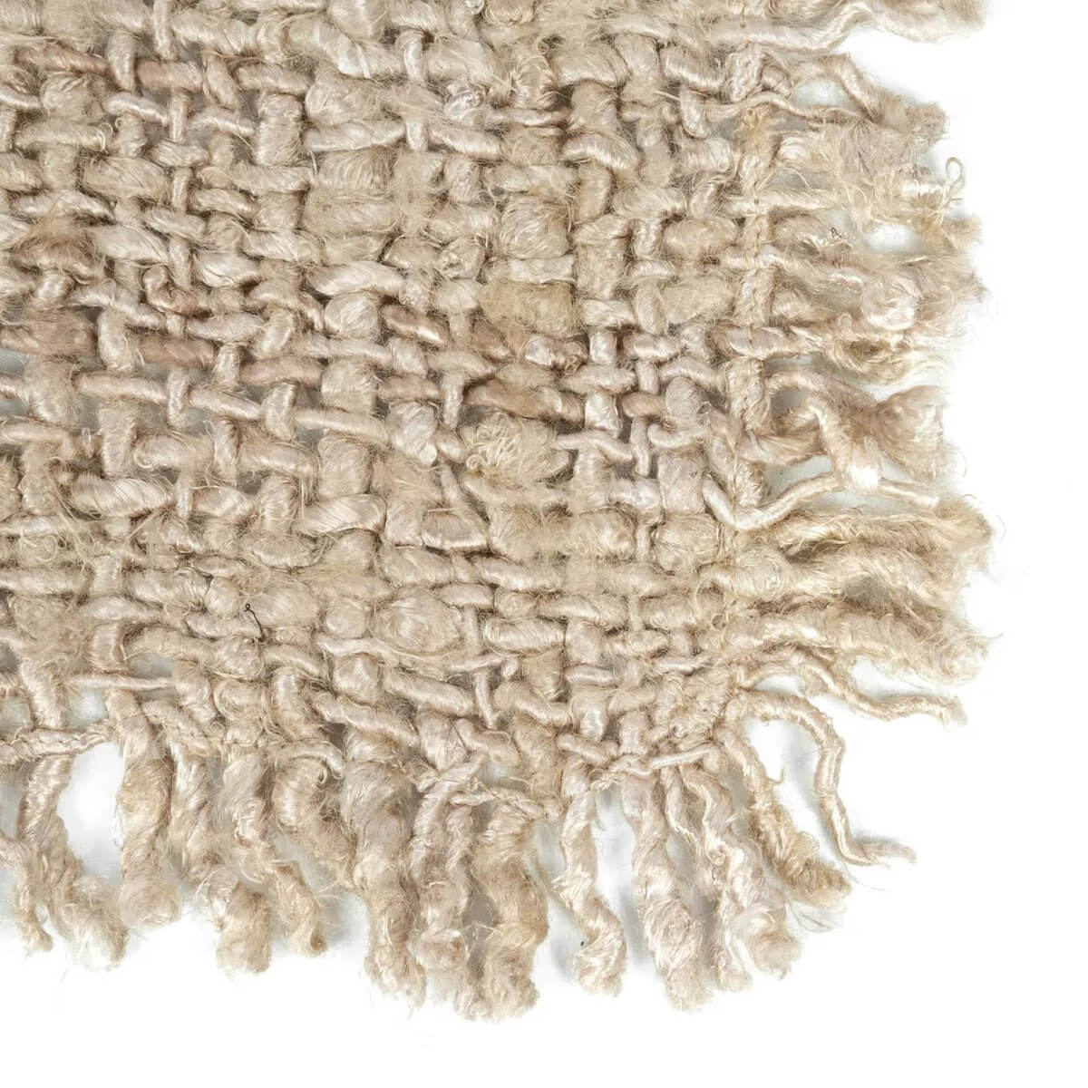 Beige katoenen placemat met wafelstructuur, zijdelook en franjes, set van 4, luxueuze textuur voor elke tafelsetting.