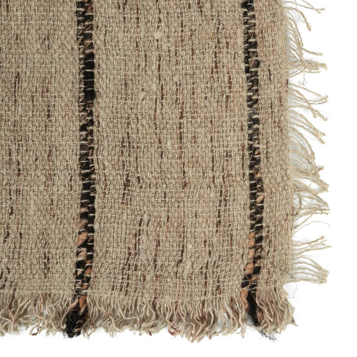 Beige Zwart katoenen placemat met wafelstructuur en zijdelook, set van 4. Luxueuze textuur voor elke tafelsetting.