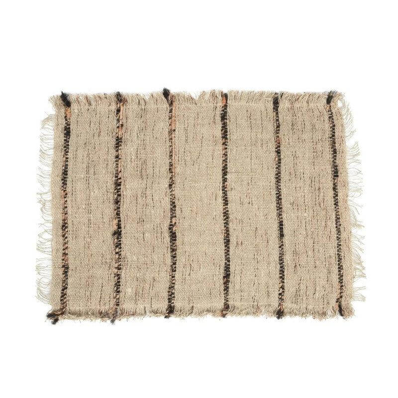 Oh My Gee Placemat, beige zwart met wafelstructuur, luxe tafelloper set van 4, handgemaakt katoen voor elke tafelsetting.
