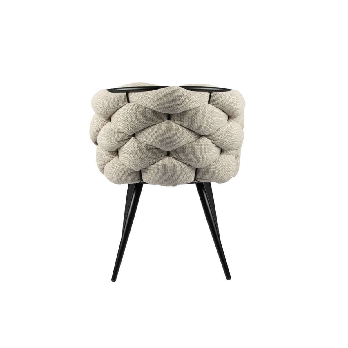 Luxe Rock Chair beige met uniek weefpatroon in rugleuning, set van 2 stoelen, opvallend modern design, perfect voor de eettafel.