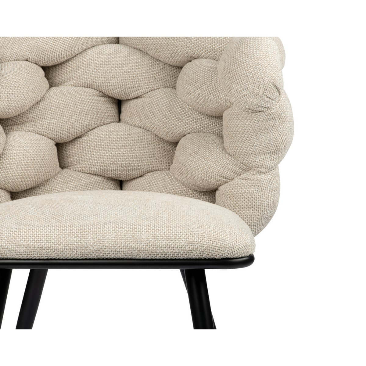Rock Chair beige detail van geweven rugleuning en zachte zitting, moderne luxe eetkamerstoel, schommelstoel set van 2, eigentijds design.