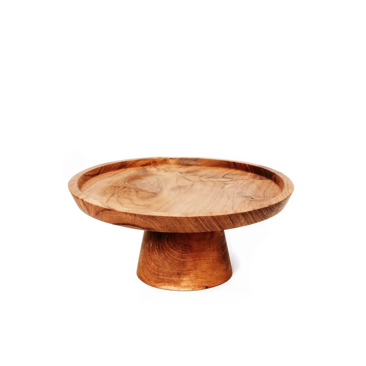 Bohemian style teak root cake dish, perfect for serving sweets. Made from wood, 20cm wide and high, from Bazar Bizar Living.