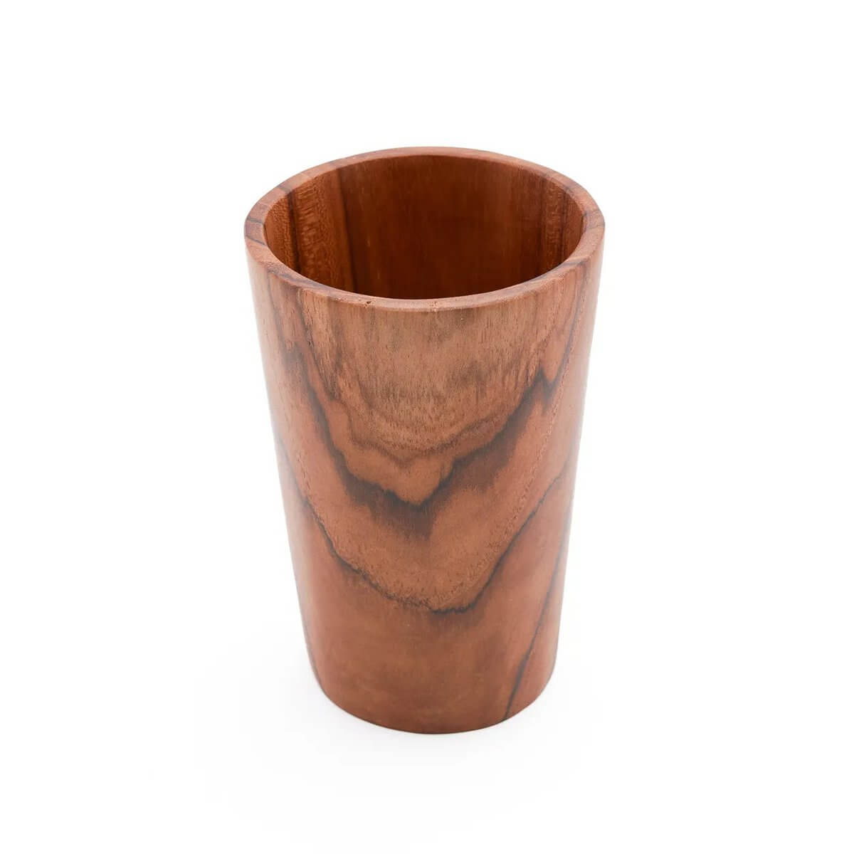 Bohemian teak root cup with unique wood grain pattern, handcrafted for an artistic touch in your home. Perfect blend of form and function.
