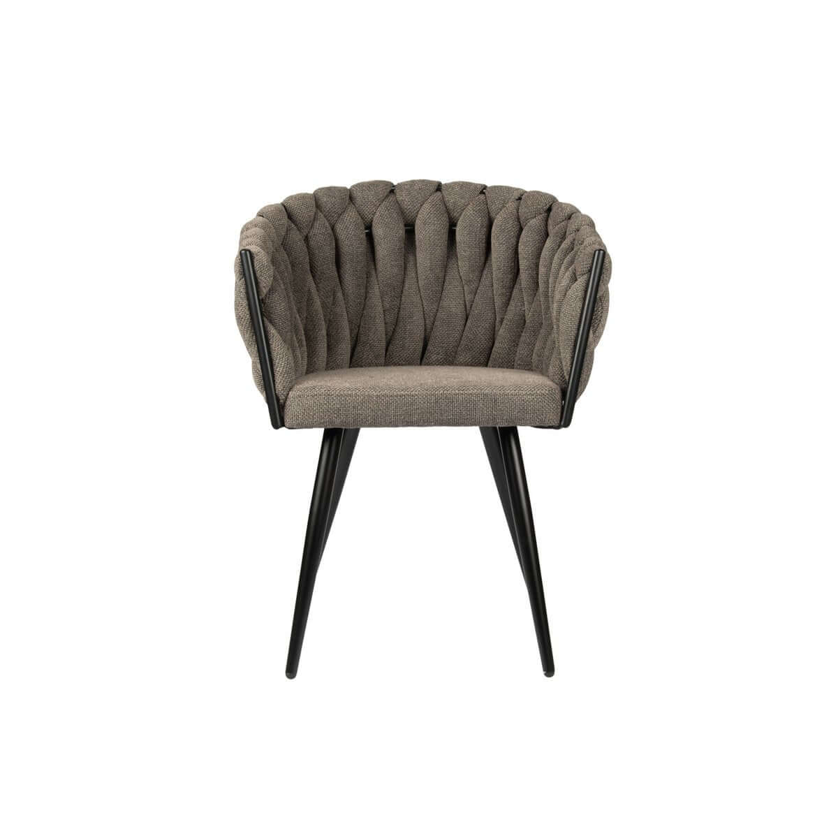 Wave Chair taupe met uniek weefpatroon en moderne luxe uitstraling, perfecte eyecatcher voor je interieur, comfortabel design.
