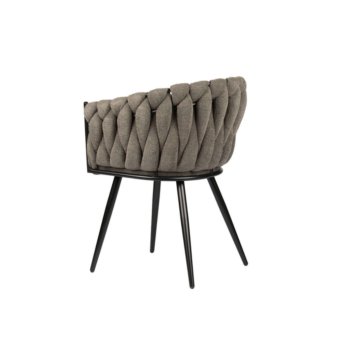 Taupe Wave Chair met geweven rugleuning en zwarte poten, set van 2, perfecte luxe stoel voor moderne interieurs.